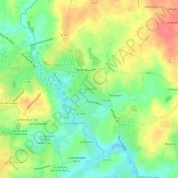 Mappa topografica La Roche, altitudine, rilievo