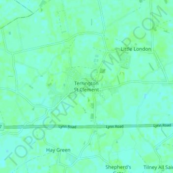 Mappa topografica Terrington St Clement, altitudine, rilievo
