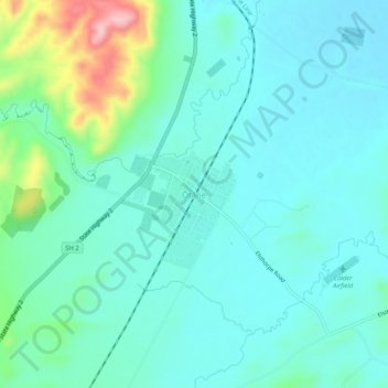 Mappa topografica Ōtāne, altitudine, rilievo