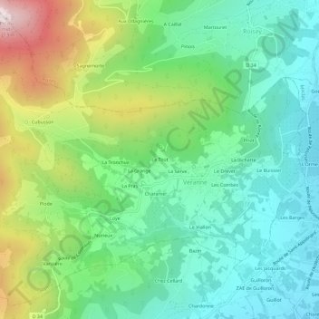 Mappa topografica Le Tout, altitudine, rilievo