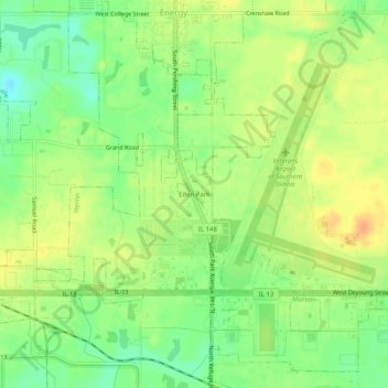 Mappa topografica Eden Park, altitudine, rilievo