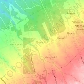 Mappa topografica Matagbak I, altitudine, rilievo
