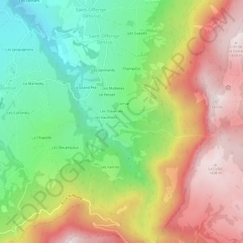 Mappa topografica Les Combes, altitudine, rilievo