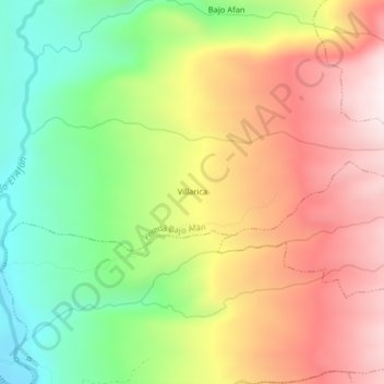 Mappa topografica Villarica, altitudine, rilievo