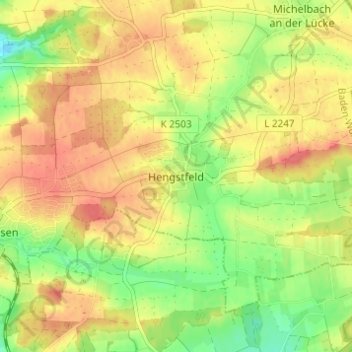 Mappa topografica Hengstfeld, altitudine, rilievo