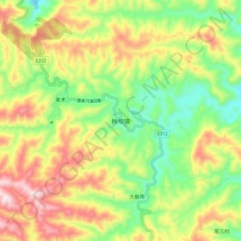 Mappa topografica 秧坝镇, altitudine, rilievo