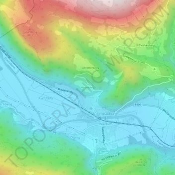 Mappa topografica Rosenberg, altitudine, rilievo