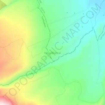 Mappa topografica Hoja Blanca, altitudine, rilievo
