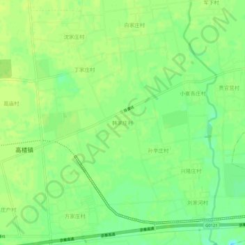 Mappa topografica 韩家庄村, altitudine, rilievo