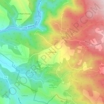 Mappa topografica Lafontasse, altitudine, rilievo