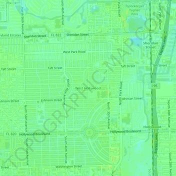Mappa topografica West Hollywood, altitudine, rilievo