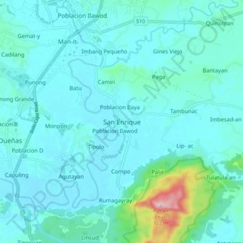 Mappa topografica San Enrique, altitudine, rilievo