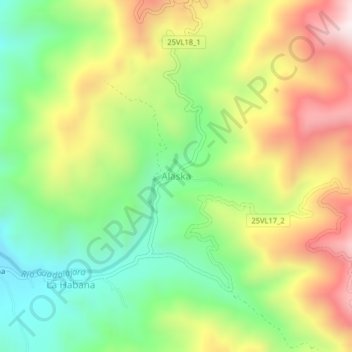 Mappa topografica Alaska, altitudine, rilievo