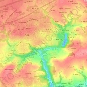 Mappa topografica Rumen, altitudine, rilievo
