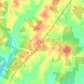 Mappa topografica Shelby, altitudine, rilievo