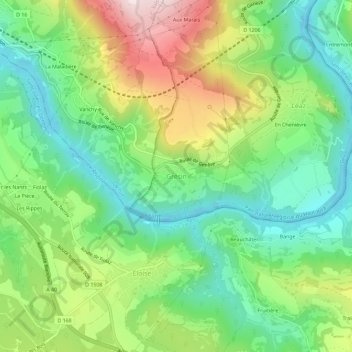 Mappa topografica Grésin, altitudine, rilievo