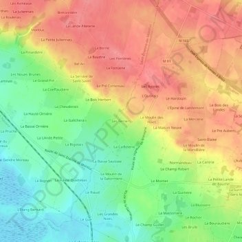 Mappa topografica Les Terriers, altitudine, rilievo
