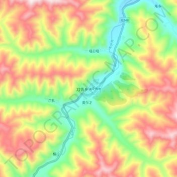 Mappa topografica 刀告乡, altitudine, rilievo