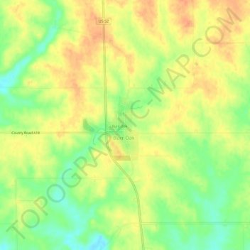 Mappa topografica Burr Oak, altitudine, rilievo