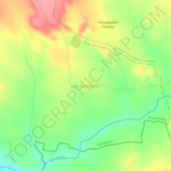 Mappa topografica Jadi Malkapur, altitudine, rilievo