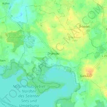 Mappa topografica Dransau, altitudine, rilievo
