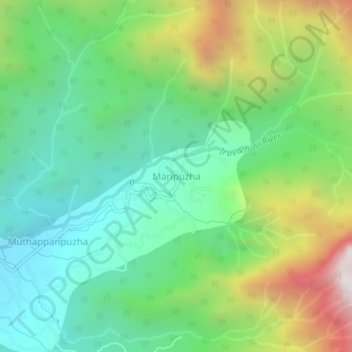 Mappa topografica Maripuzha, altitudine, rilievo