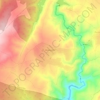 Mappa topografica Montenebro, altitudine, rilievo