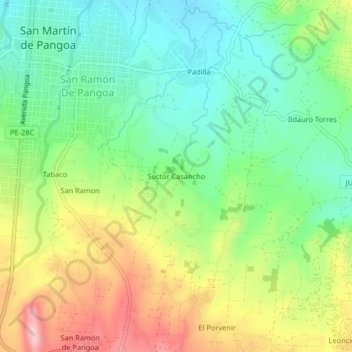 Mappa topografica Sector Casancho, altitudine, rilievo