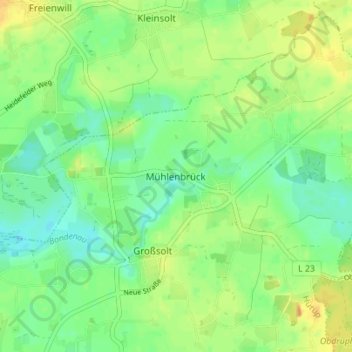 Mappa topografica Mühlenbrück, altitudine, rilievo