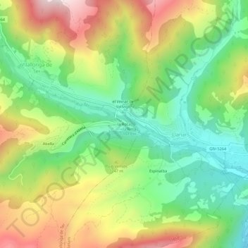 Mappa topografica la Roca, altitudine, rilievo