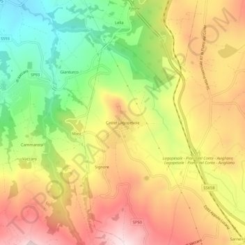 Mappa topografica Castel Lagopesole, altitudine, rilievo