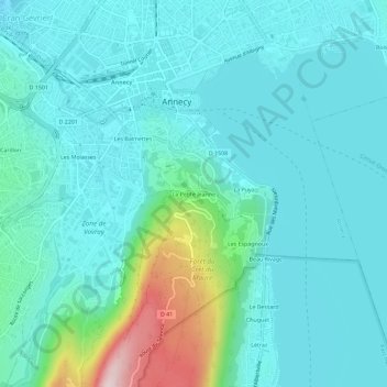 Mappa topografica La Petite Jeanne, altitudine, rilievo