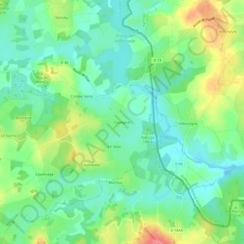 Mappa topografica Coulignat, altitudine, rilievo