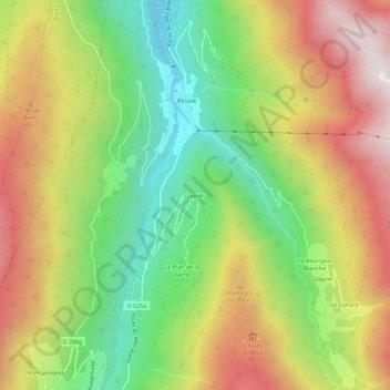 Mappa topografica Lapiat, altitudine, rilievo