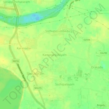 Mappa topografica Kamavarpalayam, altitudine, rilievo