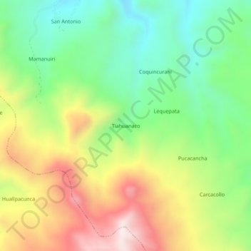 Mappa topografica Tiahuanaco, altitudine, rilievo