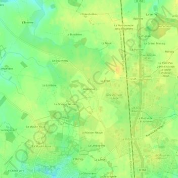 Mappa topografica Bellenoue, altitudine, rilievo