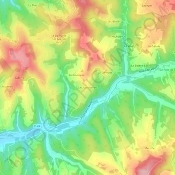 Mappa topografica Les Sommeries, altitudine, rilievo