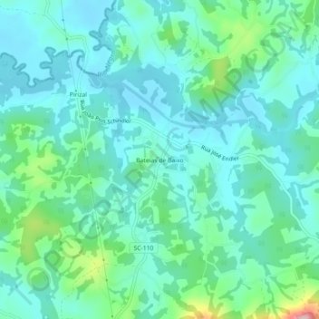 Mappa topografica Bateias de Baixo, altitudine, rilievo