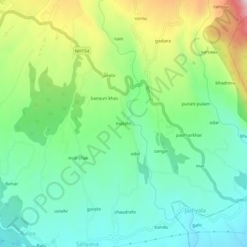 Mappa topografica matehr, altitudine, rilievo