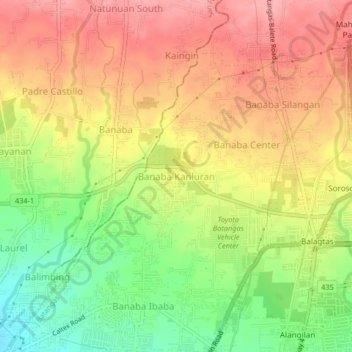 Mappa topografica Banaba West, altitudine, rilievo