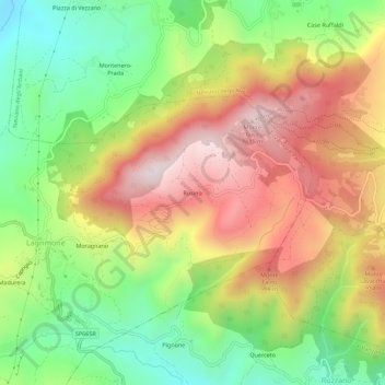 Mappa topografica Rusino, altitudine, rilievo