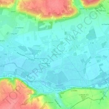 Mappa topografica La Gare, altitudine, rilievo