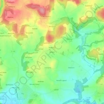 Mappa topografica Kerprat, altitudine, rilievo