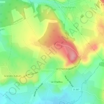 Mappa topografica Chalon, altitudine, rilievo