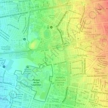 Mappa topografica Huaca San Miguel, altitudine, rilievo