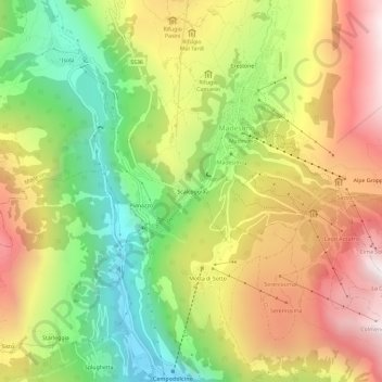 Mappa topografica Scalcoggia, altitudine, rilievo