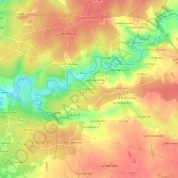 Mappa topografica La Maretière, altitudine, rilievo