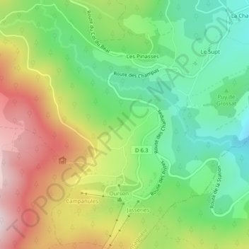 Mappa topografica Les Bois, altitudine, rilievo