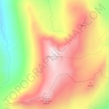 Mappa topografica Beinn Heasgarnich, altitudine, rilievo